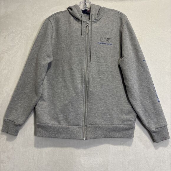 Vineyard Vines Gray Full Zip Up Fleece Hoodie Jacket Sweatshirt Men’s Size Small - Picture 1 of 16